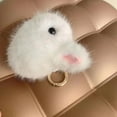 thumbnail image 2 of Super Cute Round Body Little Rabbit keychain Ornaments Plush Bunny Fluffy Key Chain Ring Holder Bag Charm Purse Ball Pendant (White), 2 of 3