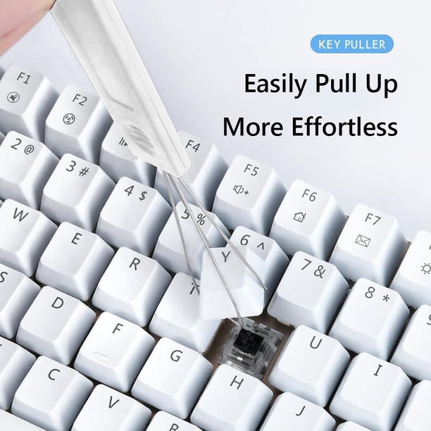 Extractor de teclas de teclado mecánico de 4 piezas con cepillos para Cherry MX (blanco)