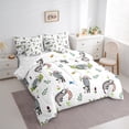 thumbnail image 3 of Manfei Cute Opossum Bedding Comforter Set 7-Piece for Boys Girls, Cartoon Rodent Wildlife Full Bedding Set, Green Leaves Fitted Sheet Flat Sheet, Super Cozy Room Decor, 3 of 8