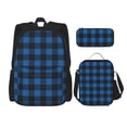 thumbnail image 1 of Balery Blue Black Plaid Mochila Escolar 3 en 1 para Niños - Mochila Resistente con Lonchera Térmica y Estuche - Mochila Escolar para Niños y Niñas, 1 of 7