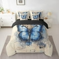 thumbnail image 3 of Feelyou Romantic Butterfly Animal Twin Bedding Sets 7-Piece, Western Old Fashion Bedding Comforter Set, Vintage Watercolor Artwork Reversible Sheet Sets, Luxury Bedroom Decor, 3 of 8