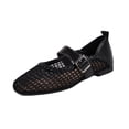 thumbnail image 2 of Miluxas Mesh Ballet Flats for Womens Fishnet Mary Janes Flats Buckle Strap Comfy Casual office Ballerina Flat Shoes Black 9.5(43), 2 of 9