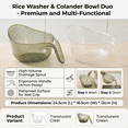 thumbnail image 5 of Multifunctional Fruit and Rice Washing Bowl,Aesthetic Multifunctional Rice Strainer with Handle Aesthetic Strainer with Handle,Kitchen Colander for Vegetables Rice Pasta and Cheese, 5 of 5
