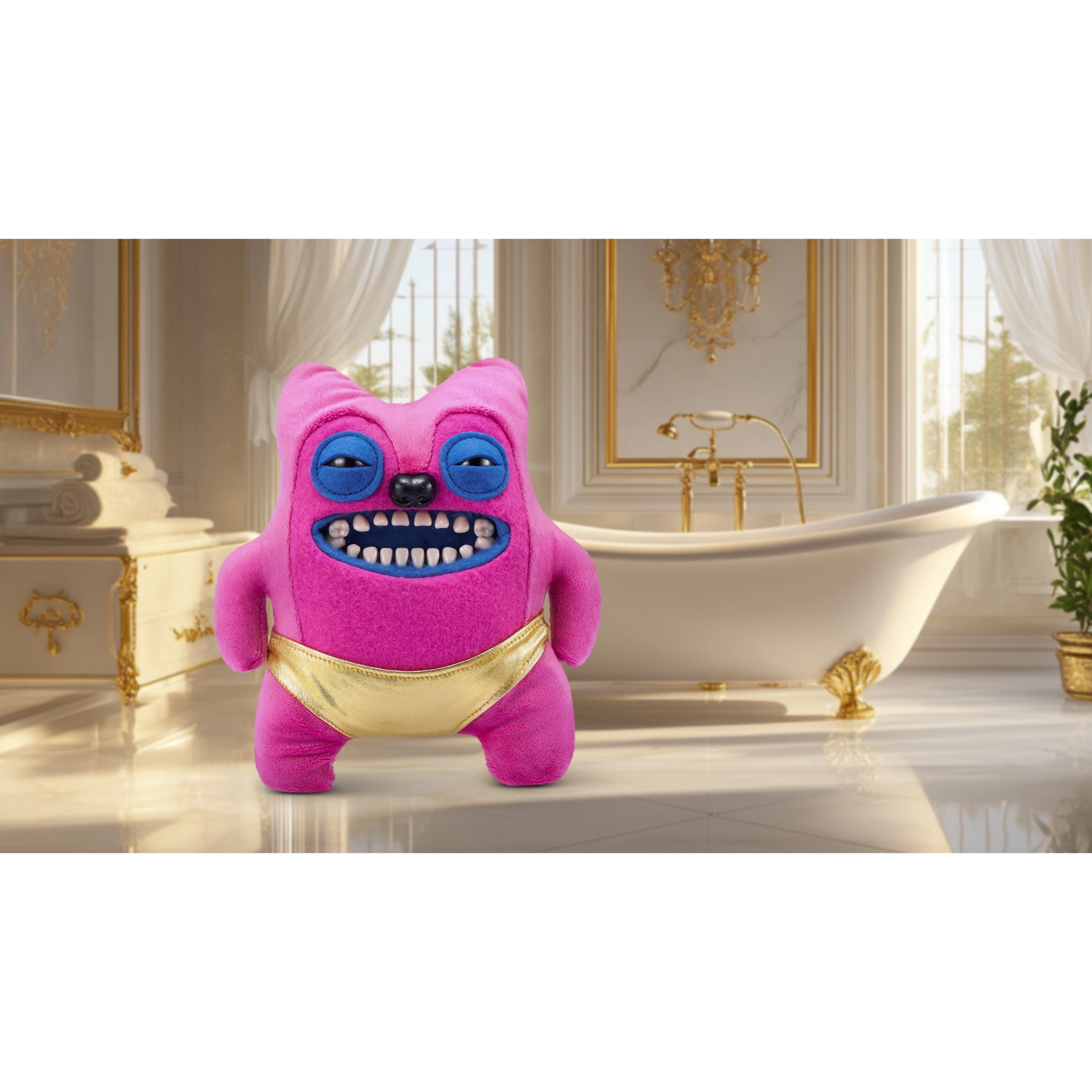 Fuggler Gold Fuggs 9 inch (Greedy Grinner), Funny Ugly Monster Soft Plush Collectible Toy by ZURU