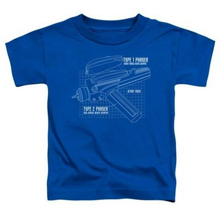 

Trevco Star Trek-Phaser Plans - Short Sleeve Toddler Tee - Royal Blue- Medium 3T