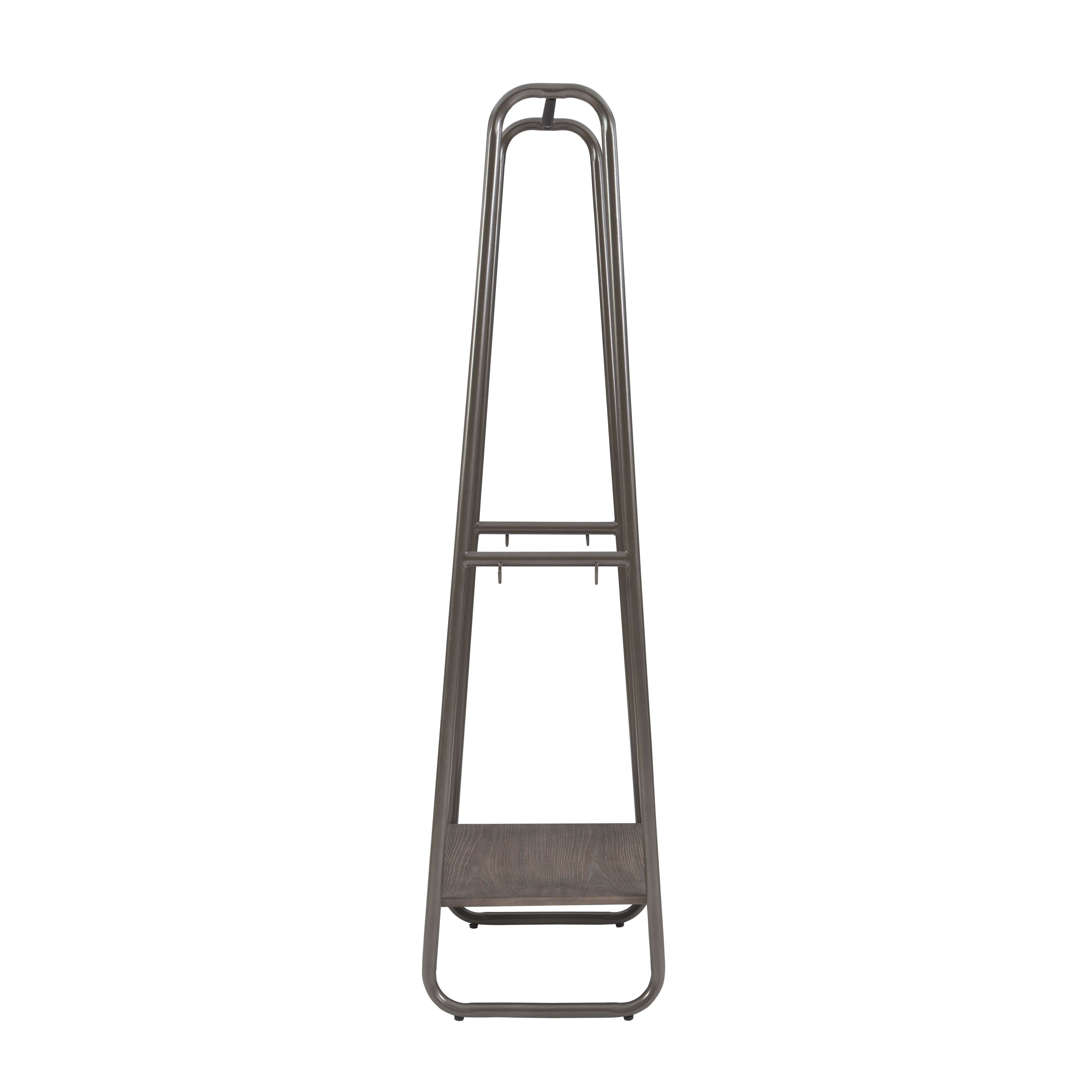 Linon Athania Kids Contemporary Clothing Rack Hall Tree with 4 Hooks and Shelf, Pewter