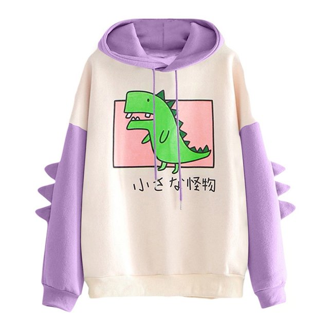 Pompotops Mode Femmes Décontracté Imprimé Manches Longues Sweat-Shirt Dinosaure en Solde