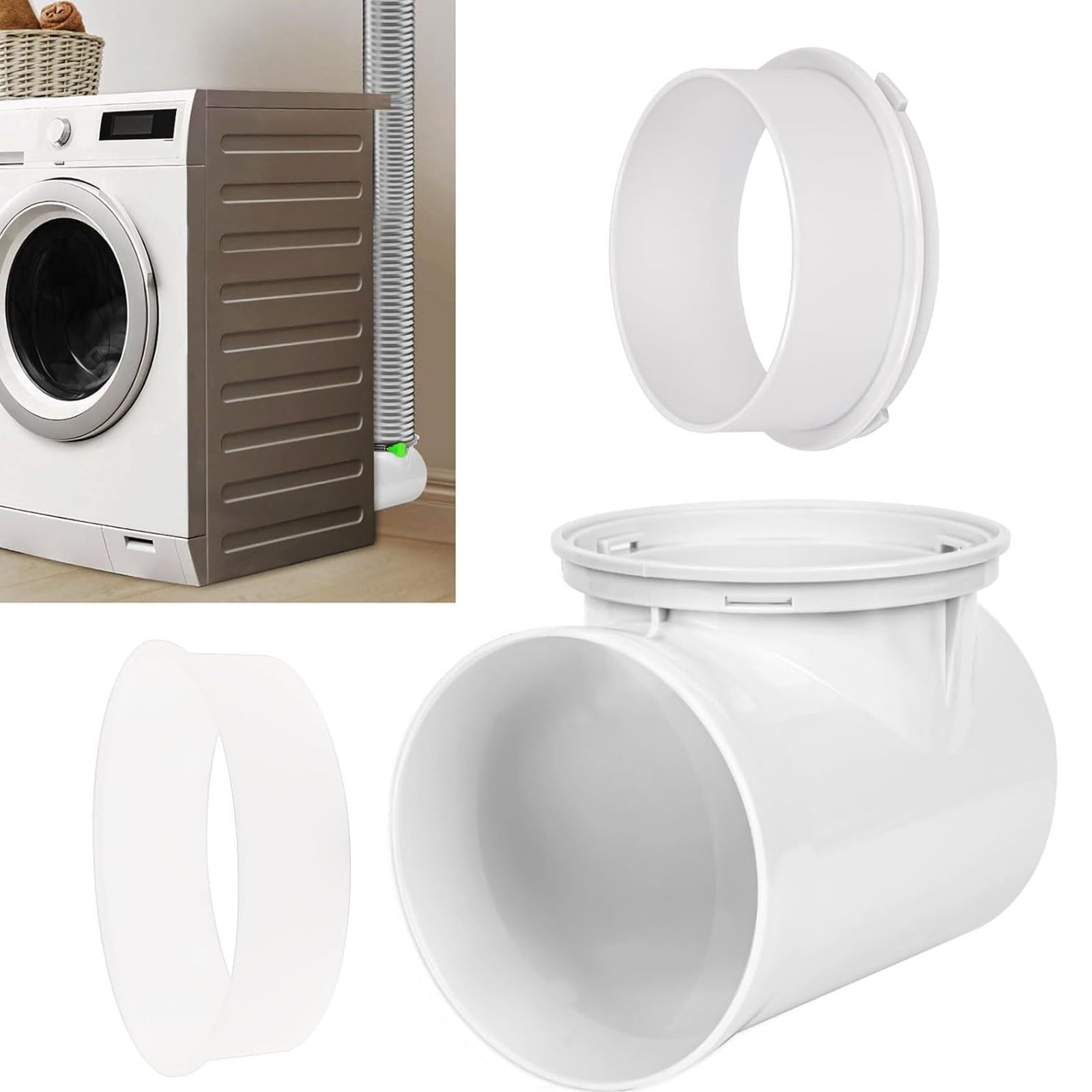 Dryer Vent Extension Set: 90 Degree Quick-Connect Elbow, Wall Mount & Detachable Hose Assembly