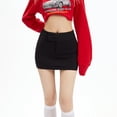 thumbnail image 4 of Black Mini Skirt Women Summer Y2K Aesthetic Elastic High Waist Shorts Slim A Line Skirt Fashion Casual Streetwear Kawaii-Black-M, 4 of 7