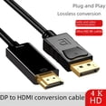 thumbnail image 1 of Cable DP a HDMI de 1,8 m, adaptador 4K HD, cable de conversión para monitor de computadora, cable DP a HDMI grande, 1 of 5