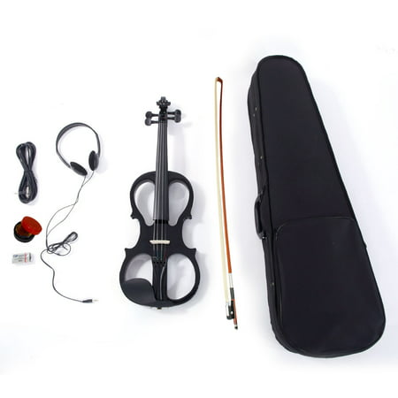 Zimtown 4/4 Black Spruce Wood Electric Silent Violin Set V-002 with Hard Case Full