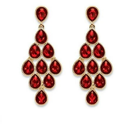 Birthstone Chandelier Earrings In Yellow Gold Tone July Simulated Birthstone Chandelier Earrings In Yellow Gold Tone July Simulated Ruby