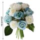 thumbnail image 2 of Ramo de rosas artificiales de 12 cabezas, paquete de flores de simulación, decoración del hogar, adorno de flores falsas para bodas, blanco azul sidaley HA7941-07B, 2 of 6