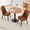 2 Brown&Black Chairs, variant on TesNus 31.5" Round Dining Table Set, Wood Grain Top with PU Leather Chairs and Gold Tip Legs, 5-Piece for Kitchen