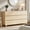 Natural, variant on Aufeile Nightstand for Bedroom with Charging Station, 23.6" Wide Bedside Table with 2 Drawers & Open Shelf, Curved Wood Night Stand with USB & Type-C for Bedroom or Living Room, Natural