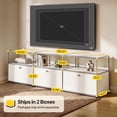 thumbnail image 5 of Cottinch Modern Metal TV Stand, 3‑Compartment Low Media Console Credenza with Flip Doors for Living Room, Bedroom, Office, White, 5 of 9