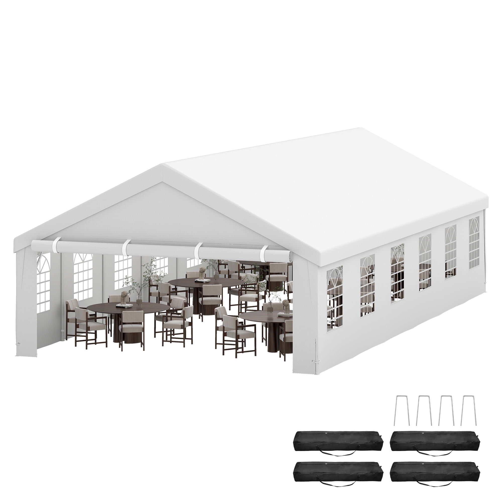 Uforic 20x40ft Heavy Duty Party Tent with Removable Sidewalls & 4 Storage Bags, Commercial Wedding Large Tent,Outdoor Carport Party Tent for Event, Waterproof, White