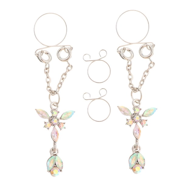 1 Par De Pinzas No Perforadas En Los Anillos Del Pezón Falsas Joyas De Cuerpo de material acero Inoxidable Multicolor Jinwen Anillos de pezón ajustables