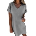 thumbnail image 2 of Gspmoly Robes pour Femmes, Robe Décontractée Aguichant pour Femmes à la Mode, Col en V, Couleur Unie, Manches Courtes, Jupe Courte, Robes d'Été pour Femmes jusqu'à 65 % de Rabais, 2 of 5
