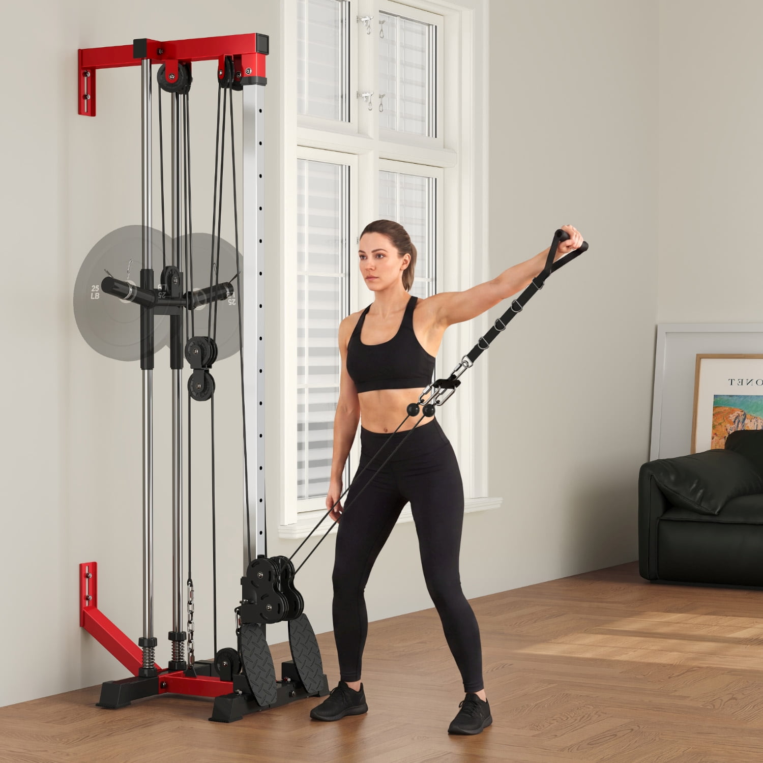 ALLVIATE Cable Crossover Machine,Lat Pull Down Machine,Wall Mounted Pulley Tower functional trainer with Adjustable Dual Pulley System, Lat Pulldown Cable Training for Home Gym Fitness