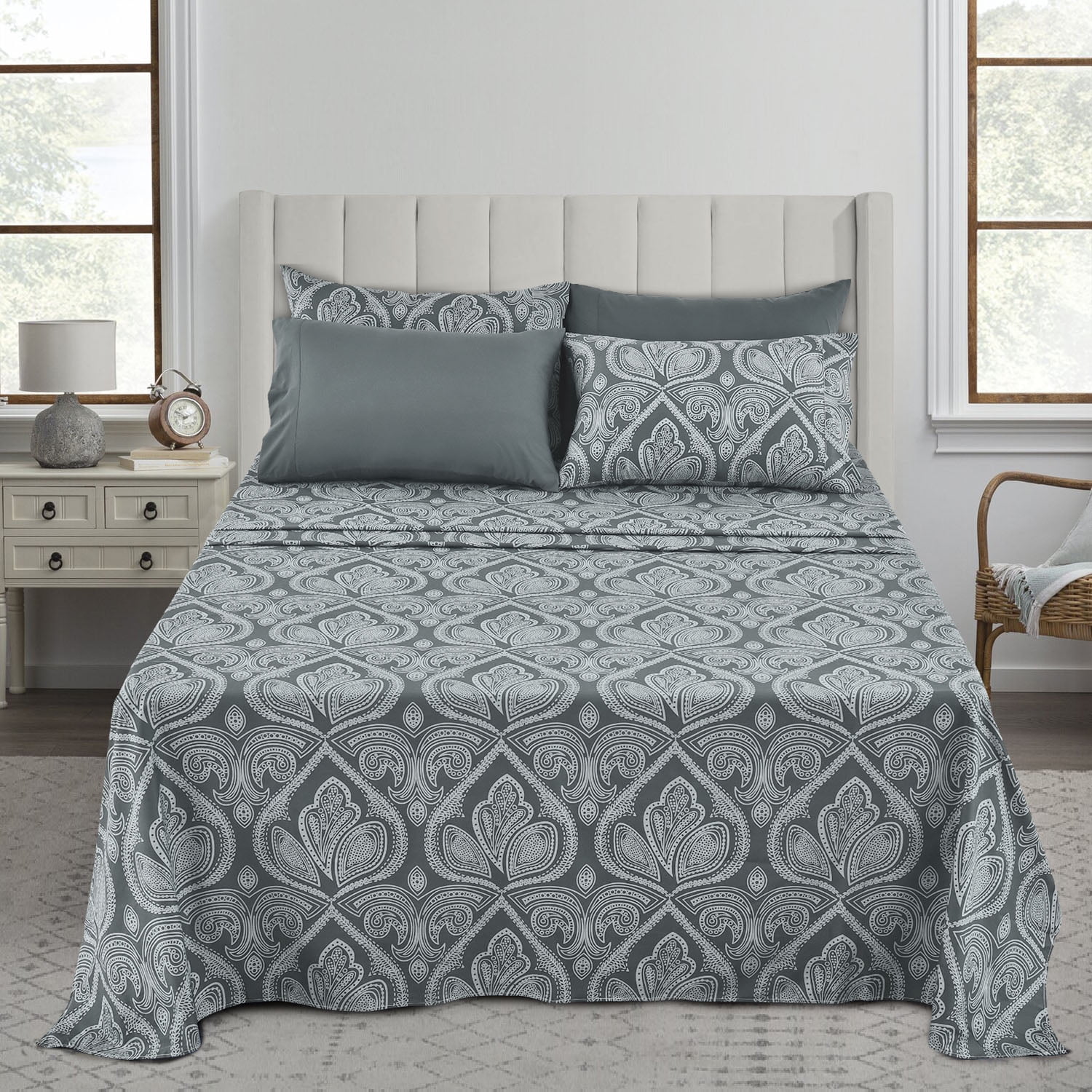 Details about   160 TC Floral Bedsheet Double Bedding White Home Décor Pillowcase Bedspread 