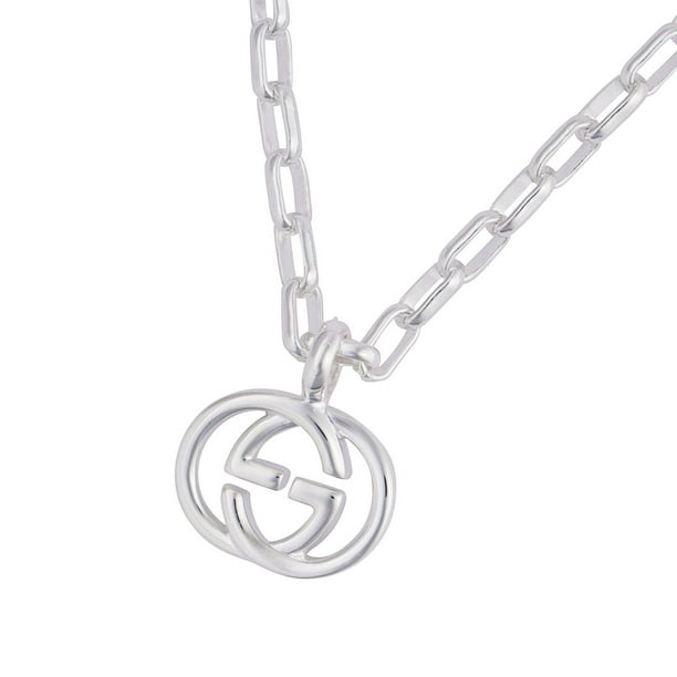 Gucci Interlocking Pendant Paperclip Chain Necklace in