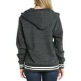 thumbnail image 3 of Doublju Women's Lightweight Thin Varsity Stripe Zip Up Hoodie Jacekt with Plus Size, 3 of 5