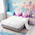 thumbnail image 3 of Manfei Rainbow Axolotl 7-Piece King Bedding,Kawaii Ocean Animal King Bed in a Bag,Colorful Stars Reversible, 3 of 7