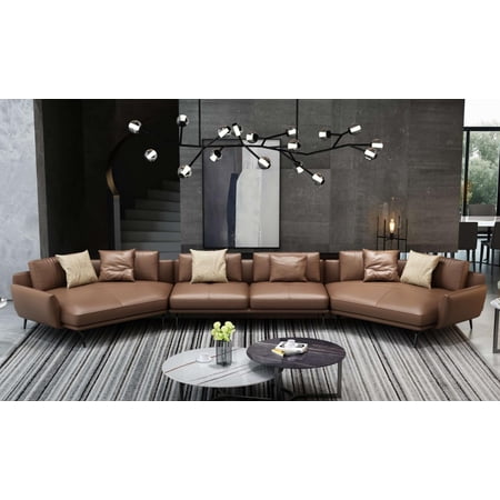 Premium Italian Leather Brown Sectional VENERE MANSION EUROPEAN FURNITURE Modern