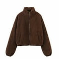thumbnail image 3 of Jinhomg Womens Fall Corduroy Jacket Warm Cozy Long Sleeve Puffer Coat Casual Solid Zip-Up Outerwear with Pockets Coffee L, 3 of 4