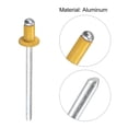 thumbnail image 4 of Uxcell 3.2mm x 5mm Aluminum Open End Flat Round Head Blind Rivets, Gold Tone 200 Pack, 4 of 5