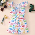thumbnail image 3 of WIBACKER Summer Girls' Jumpsuit Kids Cartoon Dinosaur Crew Neck Romper Backless Sleeveless Stretchy Short, 3 of 6