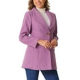 thumbnail image 4 of INSPIRE CHIC Women's Lapel Collar Buttoned Outwear Elegant Work Notch Trench Winter Coat XS Grey Purple, 4 of 6
