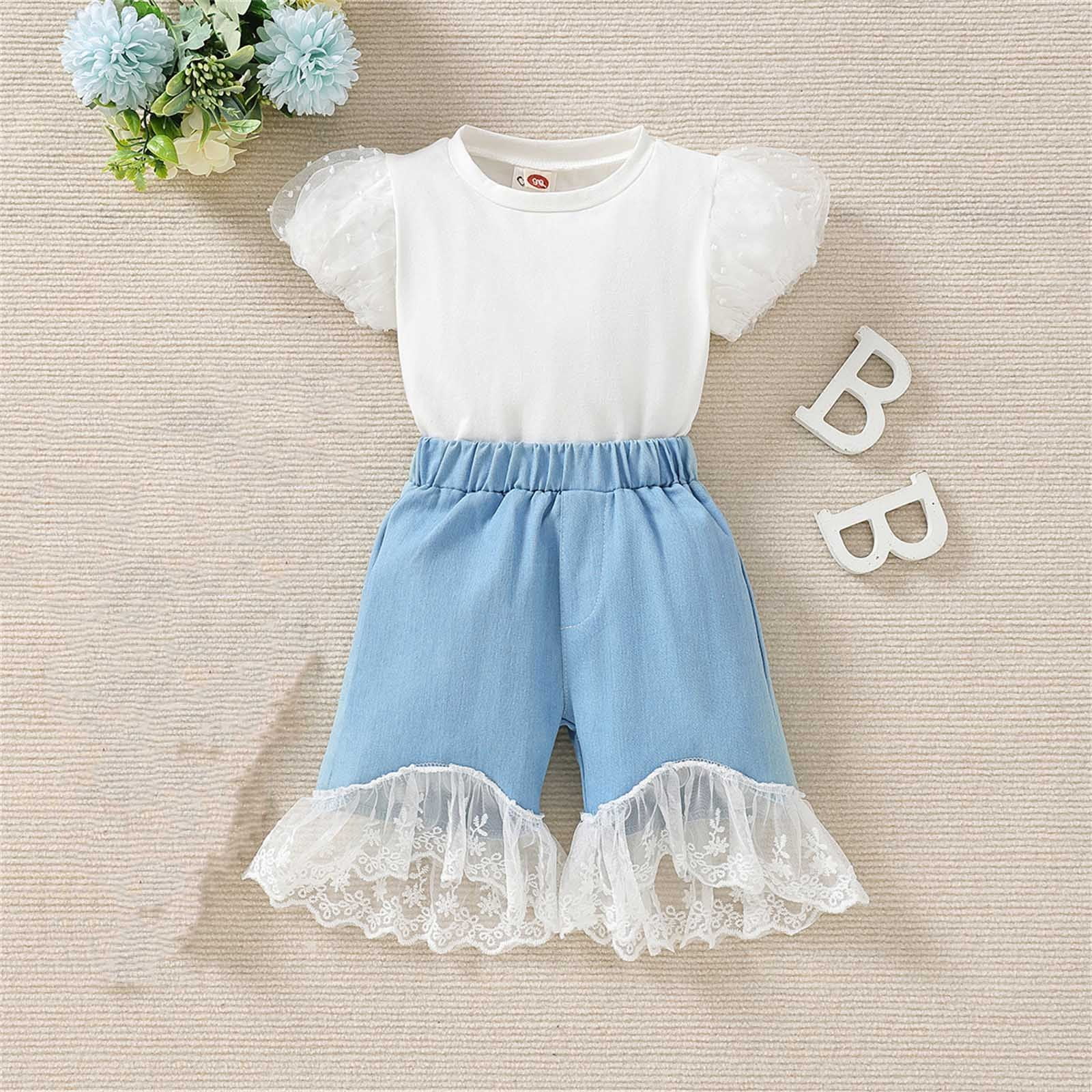 ameIAEA Toddler Baby Girls Clothes Summer Puff Short Sleeve Tops