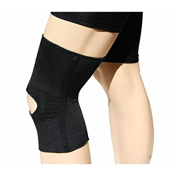 Alpha Medical Open Patella Compression Support Knee Brace Sleeve With Anti-Roll Support Stays – Knee Stabilizer – Knee Pain Relief (XXX-Large Black)