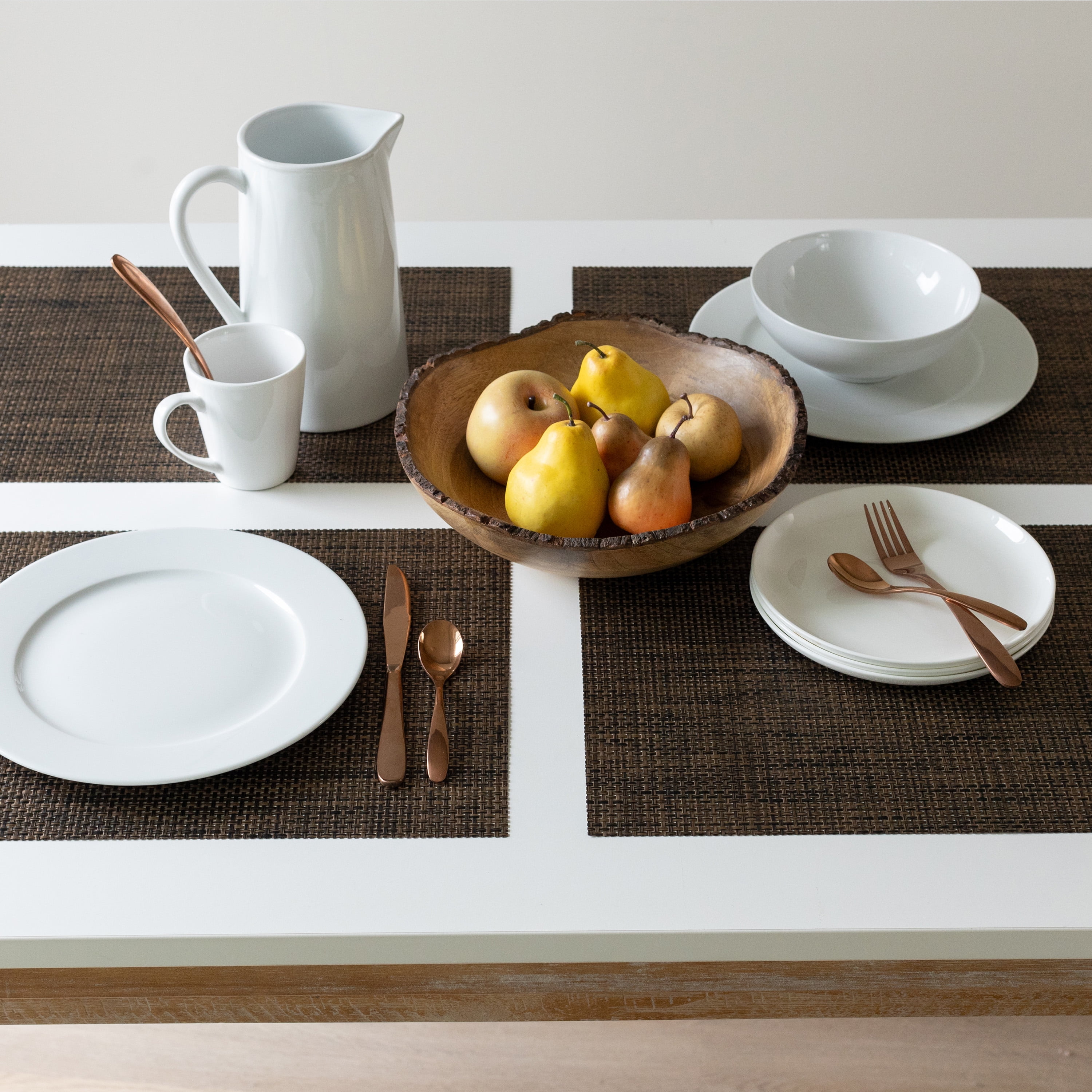 (4 pack) Mainstays Longport Woven Vinyl Table Placemat Tobacco 13" x 18"