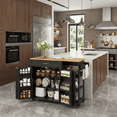 thumbnail image 5 of Aiho Rolling Island Table with Storage, 41.2" W Kitchen Island on Wheels with Drop Leaf & Spice/Towel Rack & Adjustable Shelf, Perfect for Kitchen, Living Room, Black, 5 of 12