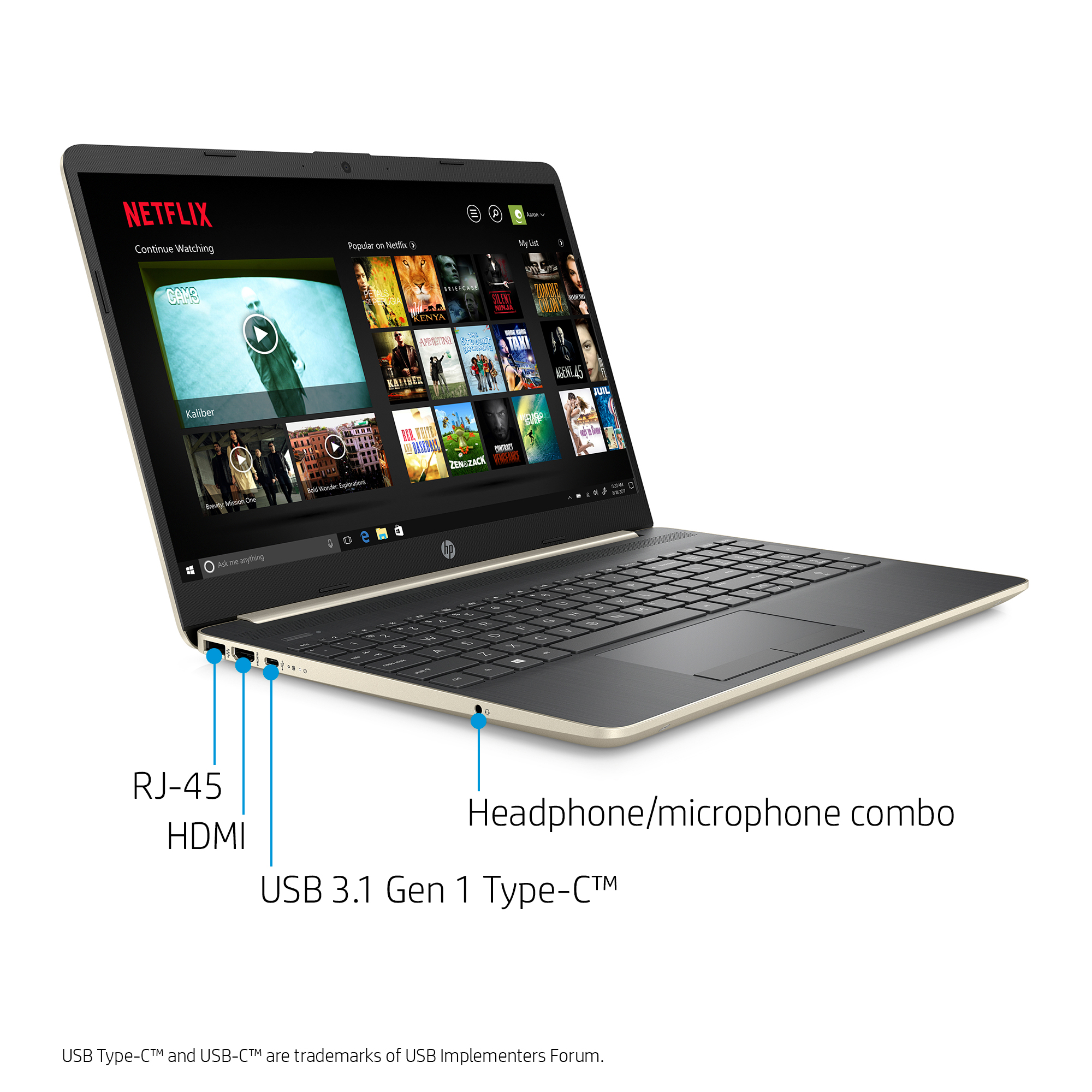 HP 15.6" HD Laptop, Intel Core i5-8265U, 8GB, 256GB SSD, Pale Gold, 15-dw0052wm - image 9 of 10