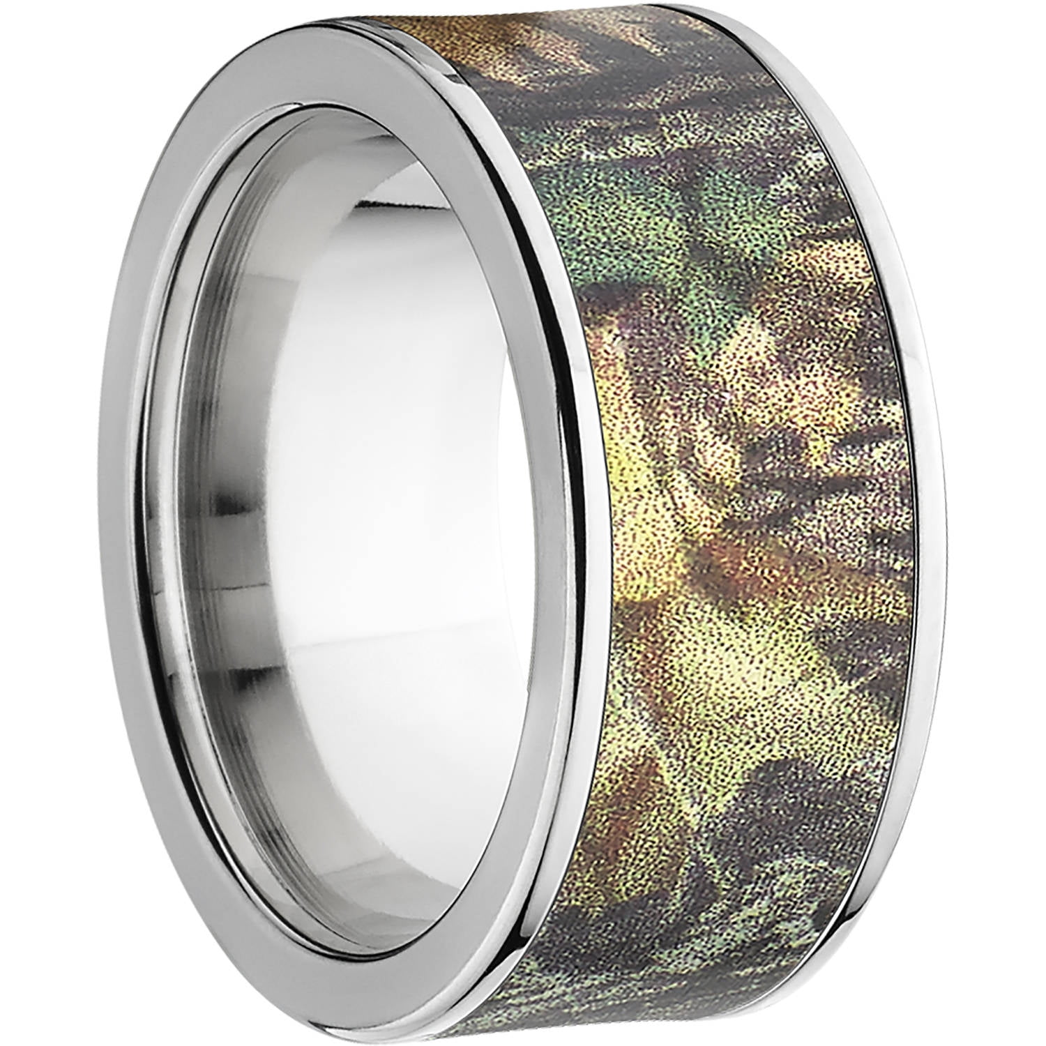 New Break Up Men's Camo 10mm Stainless Steel Band with Polished Edges and Deluxe Comfort Fit
