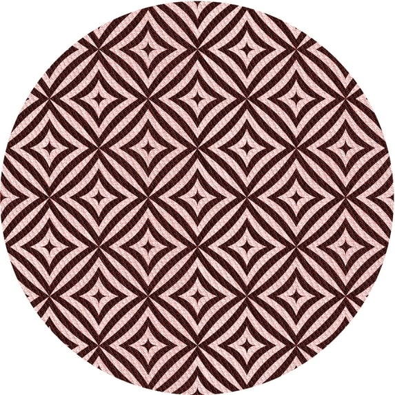 Ahgly Company Indoor Round Patterned Baby Pink Area Rugs, 5' Round