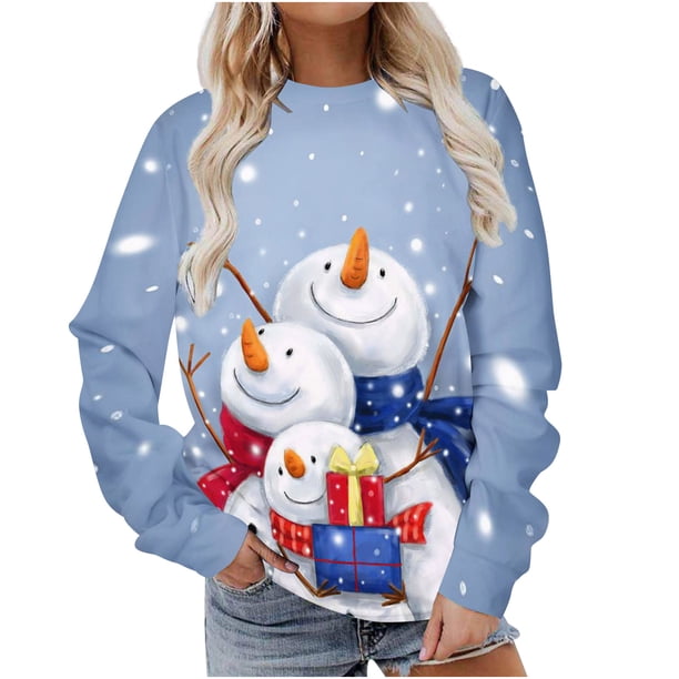 Sudaderas Con Capucha de Navidad Para Mujer Moda Casual Manga Larga Impreso Tops Blusa Odeerbi ODB190578