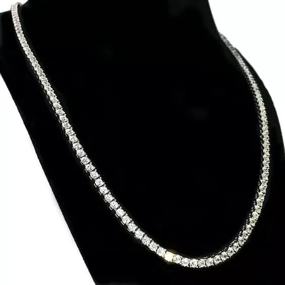10Ct Lab Created Round Diamond 18" Ladies Tennis Necklace Chain 14k White Gold Plated 4MM