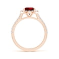 thumbnail image 2 of ANGARA Lab Grown 2 Ct Oval Ruby Halo Ring with Lab Diamond Accents for Women in 14K Rose Gold (Size-9x7mm) | July Birthstone, Birthday, Anniversary, Jewelry Gift for Women | Lab-Grown Ruby Ring, 2 of 7