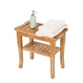 thumbnail image 3 of Kinbor Bamboo Shower Bench Bath Spa Seat with Storage Shelf Organizer Stool, 3 of 6