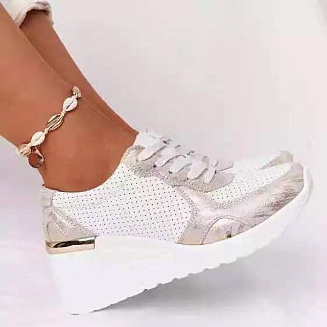 CEHVOM 2021 Automne Talon Compensé en Maille Rehaussé Espadrilles Sport Décontractées pour Femmes Grande Taille