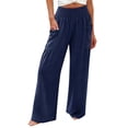 thumbnail image 7 of RUTAYY Women's Pants High Waist with Pocket Solid Color Casual Everyday Wear Breathable Loose Fit Chic Travel Trousers, 7 of 7