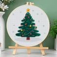 thumbnail image 3 of Merry Christmas Tree Stamped Cross Stitch Kits for Beginners with Hoop Simple Patterns 11CT Counted Embroidery Needlepoint Crafts Arts for DIY Enthusiasts and Home Decor 26x26cm(4), 3 of 8
