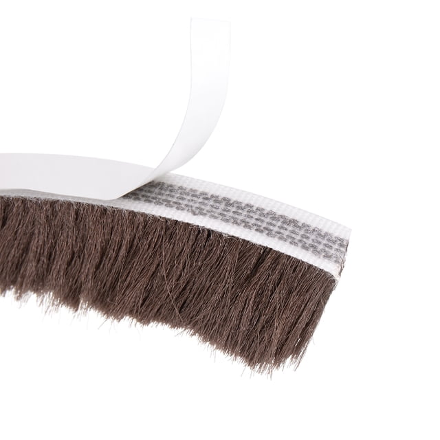 Tira de sellado de puerta de fieltro adhesivo Uxcell de cepillo marrón 9mmx23mm