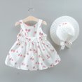 thumbnail image 3 of FRSASU Toddler Kid Baby Girl Cherry Printed Princess Dress+Hat Outfits Set Clothes, 3 of 9