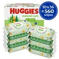 Huggies Natural Care Sensitive Baby Wipes, Unscented, 10 Pack, 560